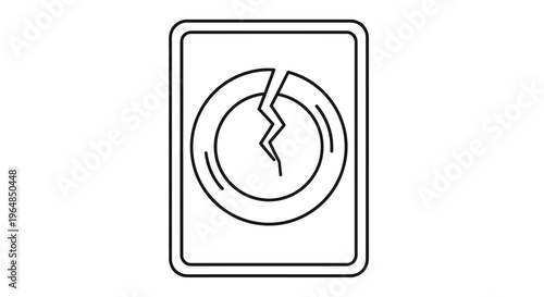 Outline drawing depicting a broken or damaged digital storage device icon, symbolizing data loss