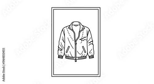 Stylish casual jacket vector illustration featuring a modern bomber design in clean outline art