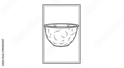 Detailed line drawing of an empty kitchen mixing bowl illustration ready for creative culinary