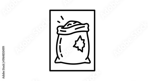 Clean outline illustration of an open sack filled with dry goods, ideal for agricultural harvest