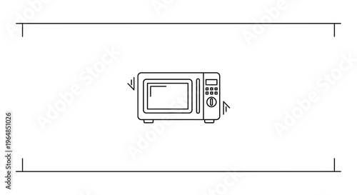 Modern minimalist line icon of a household kitchen microwave oven appliance for food preparation