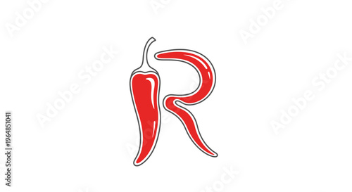 Dynamic red chili pepper design forming the letter R, representing a bold and spicy brand identity