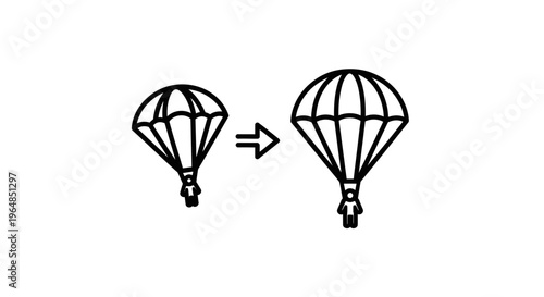 Visual representation of scaling a parachute icon illustrating expansion and upward progression