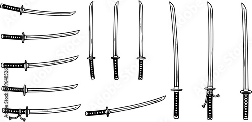 Elegant Sumi-e Style Sword Illustration