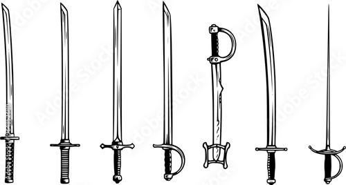 Elegant Sumi-e Style Sword Illustration