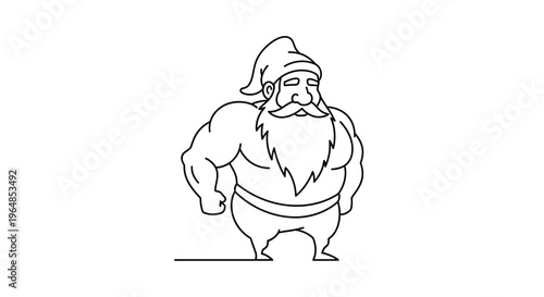 Strong bearded character in a hat minimal line art illustration exuding powerful charm