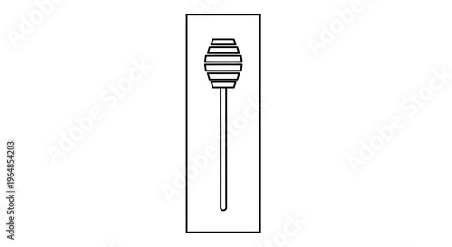 Minimalist Line Art Drawing of a Classic Honey Dipper Tool for Sweet Food Preparation