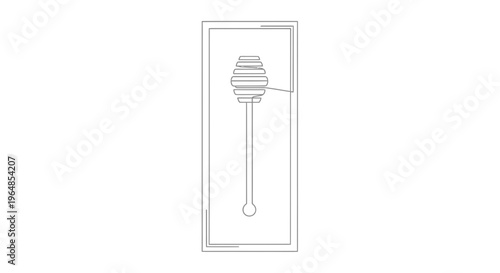Elegant minimalist continuous line art illustration depicting a classic wooden honey dipper tool