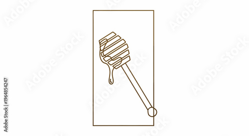 Elegant vector icon illustrating a sweet honey dipper with a single golden drop flowing