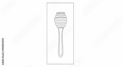 Minimalist single continuous line drawing of a honey dipper utensil for sweet condiments