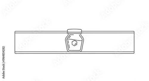 Minimalist line art illustration of a honey jar featuring a honeycomb symbol on a horizontal