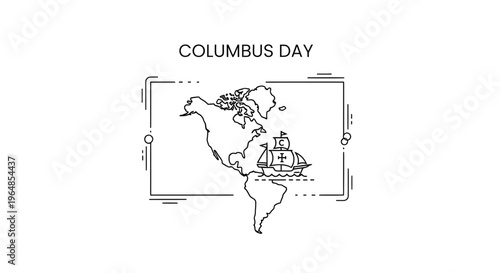 Minimalist outline illustration commemorating maritime exploration and historical observance of