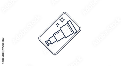 Minimalist telescope icon for cosmic exploration and celestial discovery vector illustration