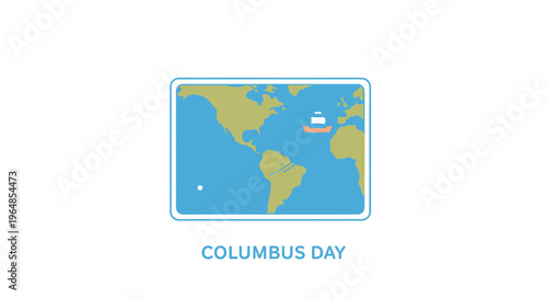 Stylized illustration of world map showcasing a historical maritime voyage across the Atlantic