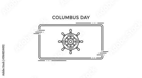 Nautical themed line art graphic commemorating the spirit of maritime exploration on Columbus Day