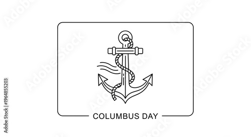 Minimalist nautical line art illustration featuring an anchor with rope and waves commemorating
