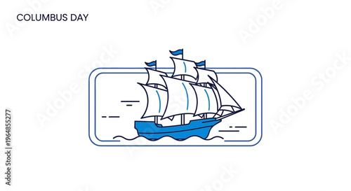 Vibrant blue sailing ship artwork representing discovery voyages and historical maritime exploration