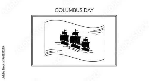 Historical oceanic voyage illustration featuring three ancient sailing vessels journeying across