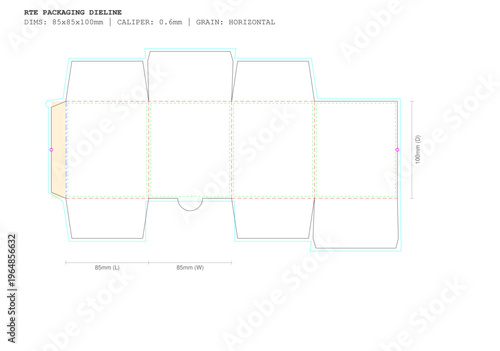 Candle Box Standard 8oz Box Template SVG | 85x85x100mm RTE Packaging Dieline | Cricut & Illustrator Ready