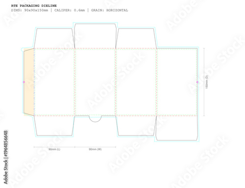 Candle Box Tall Pillar 12oz Box Template SVG | 90x90x150mm RTE Packaging Dieline | Cricut & Illustrator Ready