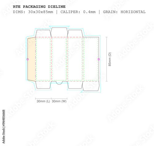 15ml Serum Dropper Bottle Box Template SVG | 30x30x85mm RTE Packaging Dieline | Cricut & Illustrator Ready