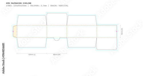 Subscription Box Insert Carton Box Template SVG | 120x80x50mm RTE Packaging Dieline | Cricut & Illustrator Ready