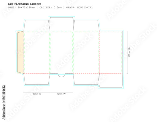 Tea Bag Retail Box 20ct Box Template SVG | 80x70x130mm RTE Packaging Dieline | Cricut & Illustrator Ready