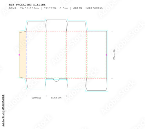 100ml Luxury Perfume Box Box Template SVG | 55x55x130mm RTE Packaging Dieline | Cricut & Illustrator Ready