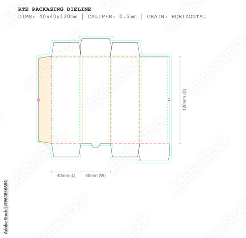 50ml Skincare Pump Bottle Box Template SVG | 40x40x120mm RTE Packaging Dieline | Cricut & Illustrator Ready