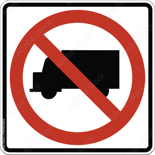 No Trucks Allowed US Road Sign Vector Illustration Truck Prohibited Traffic Symbol
