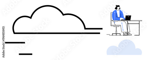 Cloud computing concept. Cloud computing enables data access, storage, and remote work solutions. Cloud computing integrates convenience and flexibility. For IT infrastructure, business productivity