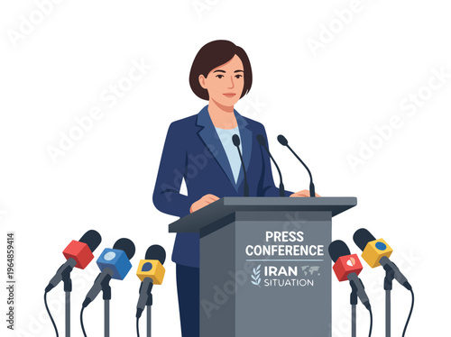 Woman giving a press conference in Iran.