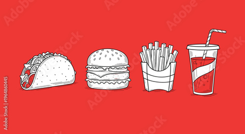 A vibrant illustration of a delicious burrito, perfect for food marketing or advertising with a bold and appetizing style.