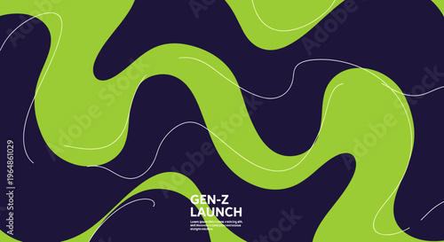 Abstract Green Wavy Lines Design Element.