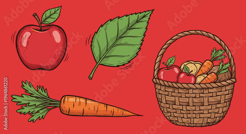 A colorful illustration of parsley leaves on a red background, evoking freshness and vitality.