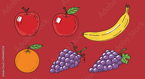 A colorful and lively illustration of an orange with a green leaf on a red background, evoking feelings of freshness and energy.