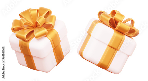 Obraz na płótnie 3D gift box duo with golden ribbon bows for festive packaging holiday promotion