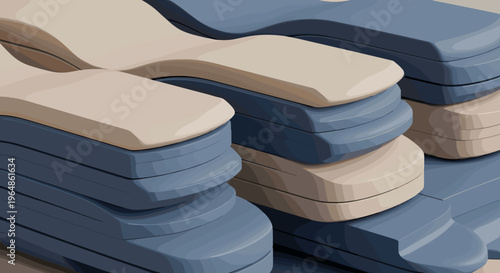 Blue and Beige Mattress Layers Displayed.