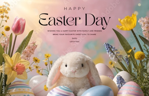Easter event poster 2026, Easter festival banner spring, Happy Easter celebration flyer, Easter bunny eggs poster design, Spring holiday Easter template