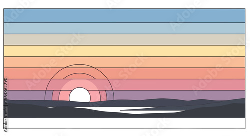 Sunset over the ocean horizon scene.