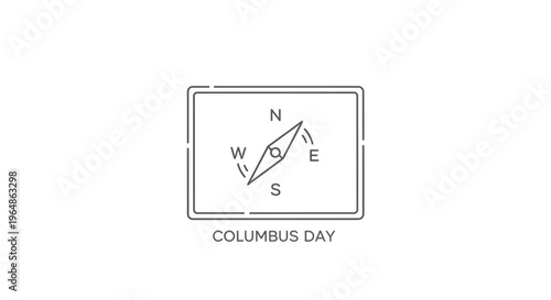 Navigational compass symbol representing exploration and discovery for Columbus Day celebration