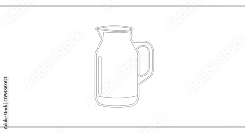 Minimalist outline drawing of a classic beverage pitcher or water jug graphic illustration