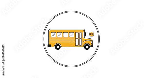 Vibrant yellow school bus icon symbolizing student transportation and academic journeys