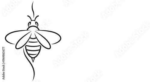 Elegant minimalist black outline bee illustration on a clean white background artwork design