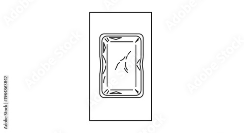 Minimalist line art illustration of a classic rectangular light switch in the off position showing