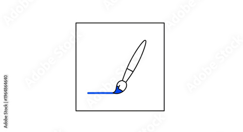 Minimalist paintbrush creating a vibrant blue stroke on a clean white canvas artistic expression