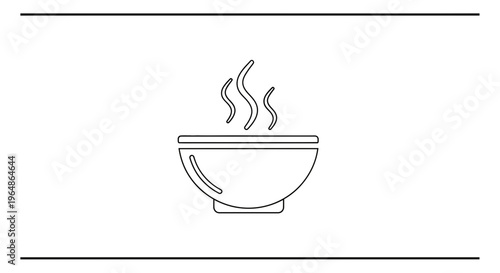 Minimalist steaming bowl icon representing warmth and comfort, perfect for hot food or beverage
