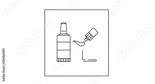 Minimalist graphic depicting an adhesive tube and squeezed substance for bonding purposes,