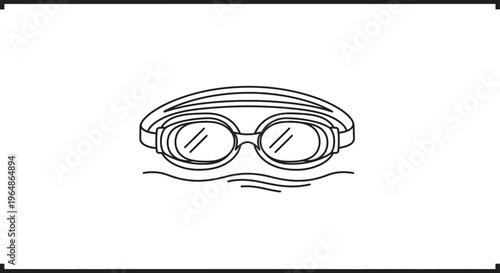Minimalist vector outline of swim goggles for aquatic sports and water activities