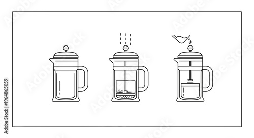 Simple French press coffee brewing guide illustration for daily morning ritual